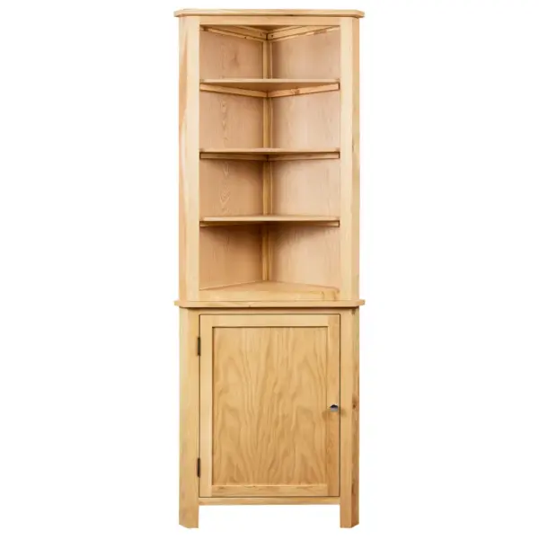 Nurgakapp 90-kraadisesse nurka, tammepuidust ja tammespooniga MDF, pruun, 59 x 36 x 180 cm - 2