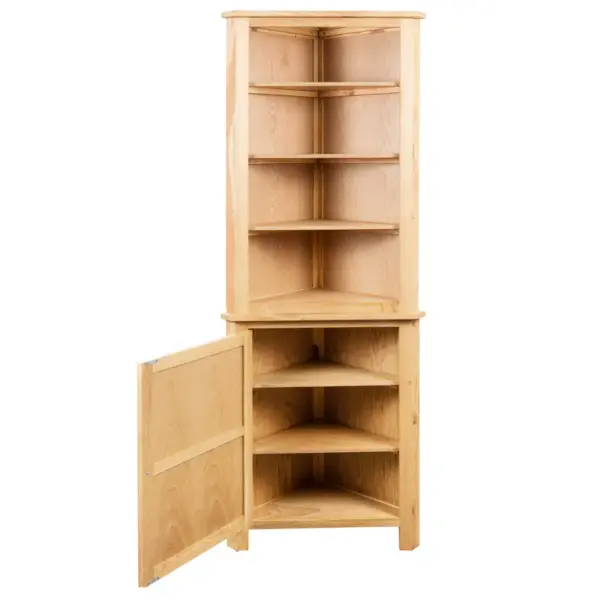 Nurgakapp 90-kraadisesse nurka, tammepuidust ja tammespooniga MDF, pruun, 59 x 36 x 180 cm - 3