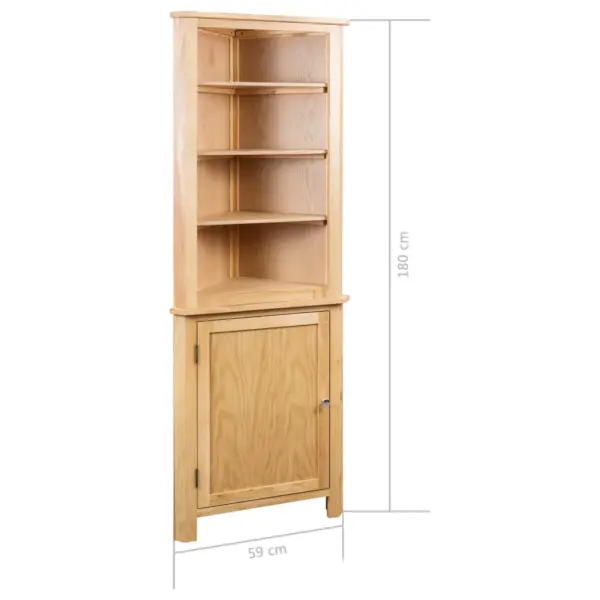 Nurgakapp 90-kraadisesse nurka, tammepuidust ja tammespooniga MDF, pruun, 59 x 36 x 180 cm - 7