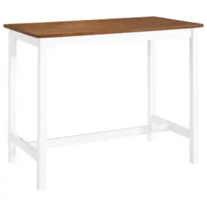 Pruun-valge baarilaud MDF-plaadiga ja puidust jalgadega, 108 x 60 x 91 cm