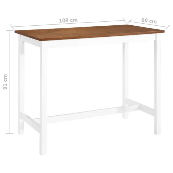 Pruun-valge baarilaud MDF-plaadiga ja puidust jalgadega, 108 x 60 x 91 cm - 5