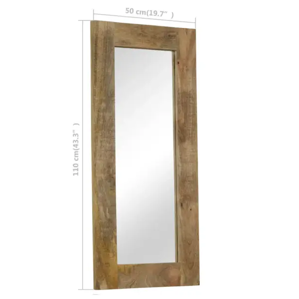 Pruuni mangopuidust raamiga peegel, 50 x 110 cm - 11