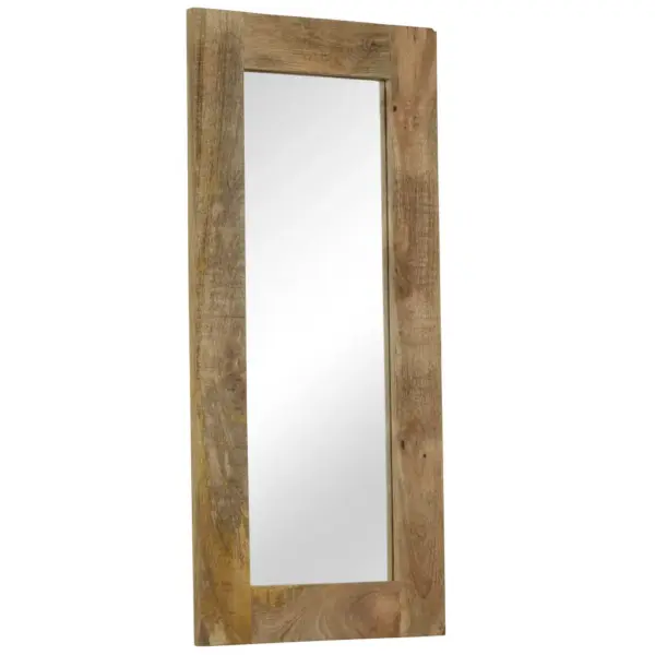 Pruuni mangopuidust raamiga peegel, 50 x 110 cm - 7