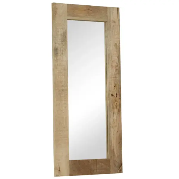 Pruuni mangopuidust raamiga peegel, 50 x 110 cm - 9