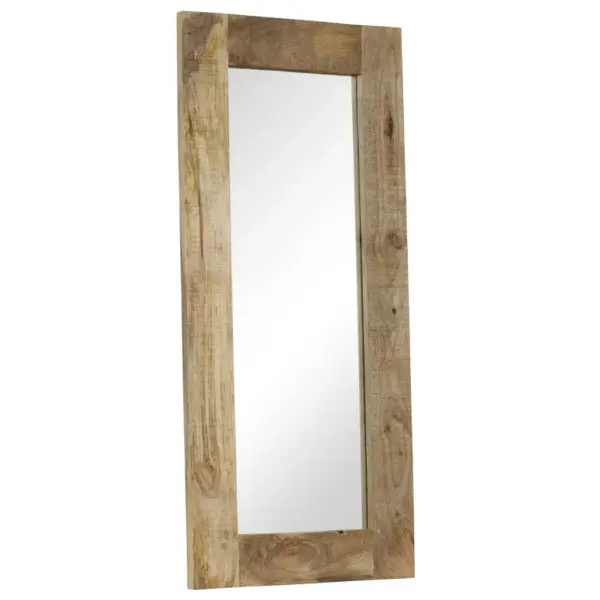 Pruuni mangopuidust raamiga peegel, 50 x 110 cm - 10