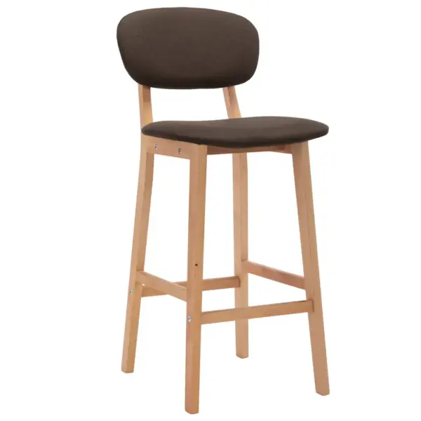 Pruunid kangast baaritoolid seljatoega, 2 tk, pöökpuust jalgadega, 45 x 47 x 92 cm – 2