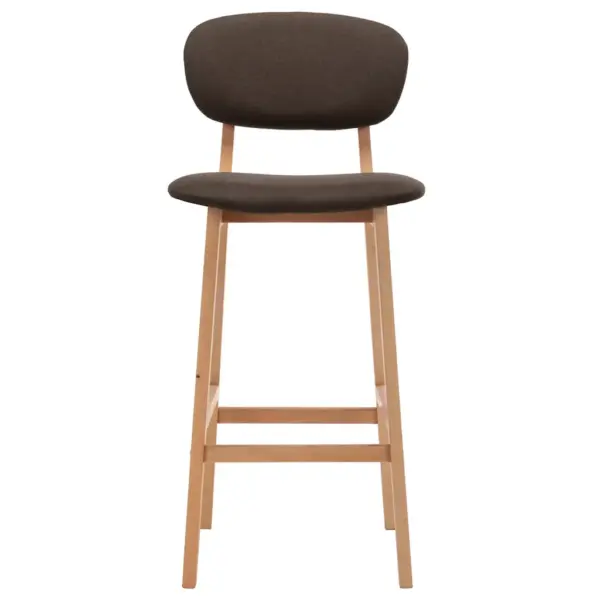 Pruunid kangast baaritoolid seljatoega, 2 tk, pöökpuust jalgadega, 45 x 47 x 92 cm – 3