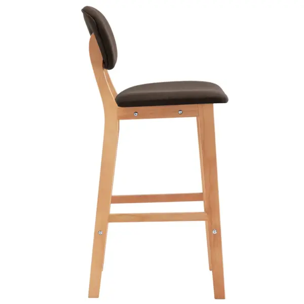 Pruunid kangast baaritoolid seljatoega, 2 tk, pöökpuust jalgadega, 45 x 47 x 92 cm – 4