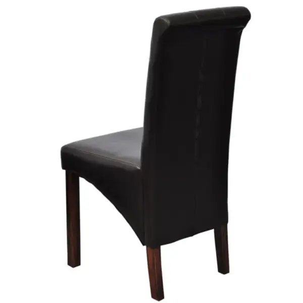 Pruunid kunstnahast söögitoolid, 4 tk, puidust jalgadega, 43 x 52 x 95 cm – 3