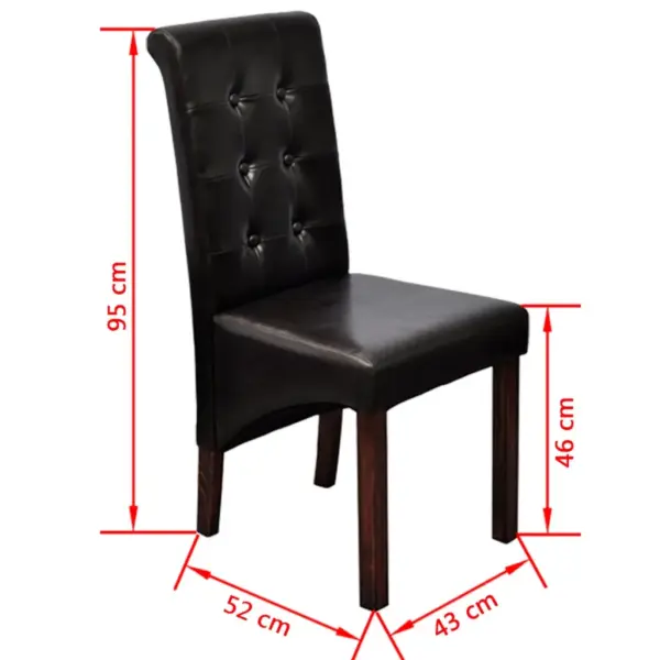 Pruunid kunstnahast söögitoolid, 4 tk, puidust jalgadega, 43 x 52 x 95 cm – 6