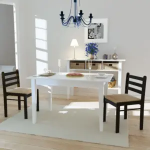 Pruunid söögitoolid, 2 tk, kautšukipuidust raam ja polsterdatud iste, 44 x 45 x 81 cm