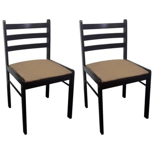 Pruunid söögitoolid, 2 tk, kautšukipuidust raam ja polsterdatud iste, 44 x 45 x 81 cm – 2
