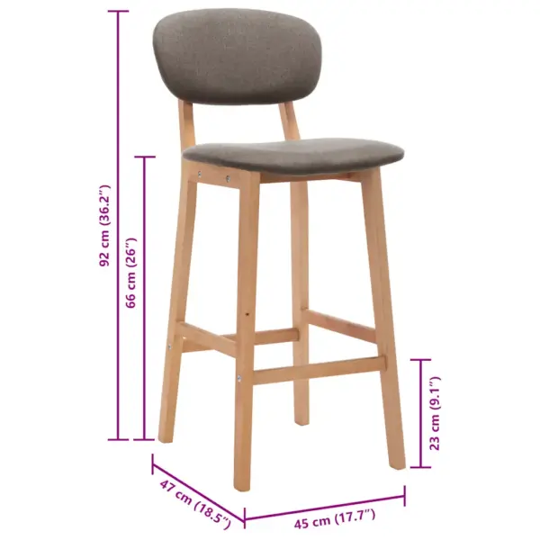 Pruunikashall kangast baaripukid pöökpuidust jalgadel, 2 tk, 45 x 47 x 92 cm – 8