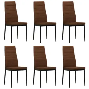 Pruunist kangast söögitoolid metallraamiga, 6 tk, pruun, 43 x 44 x 96 cm