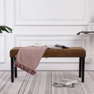 Pruun kunstseemisnahast pink puidust raamiga, 106 cm