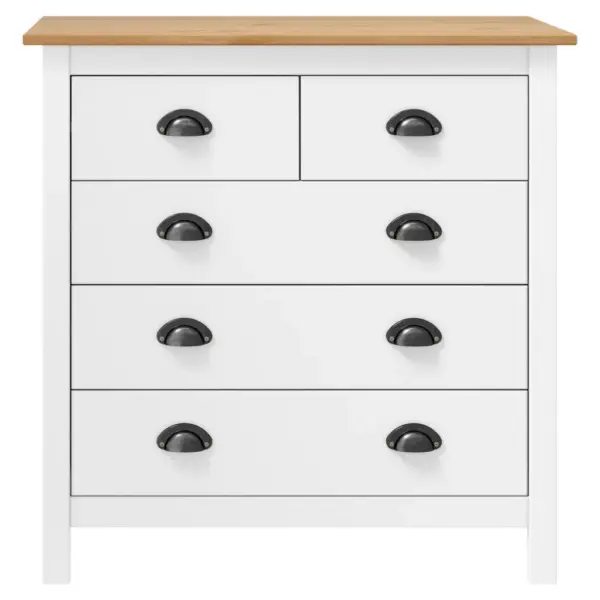 Puhvetkapp Hill 5 sahtliga, männipuit, valge ja meepruun, 79 x 40 x 80 cm – 2