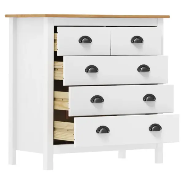 Puhvetkapp Hill 5 sahtliga, männipuit, valge ja meepruun, 79 x 40 x 80 cm – 3