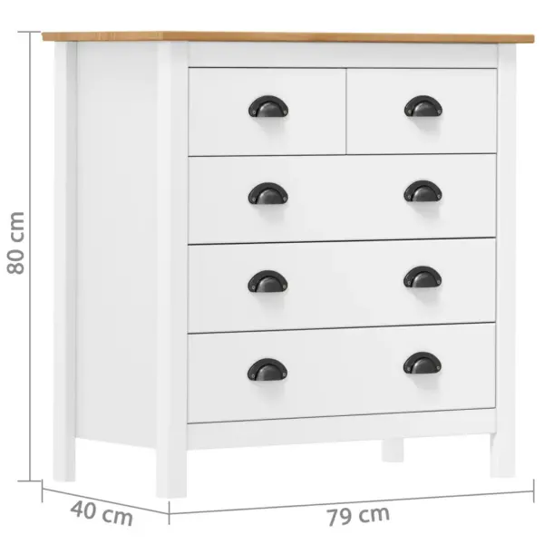 Puhvetkapp Hill 5 sahtliga, männipuit, valge ja meepruun, 79 x 40 x 80 cm – 7