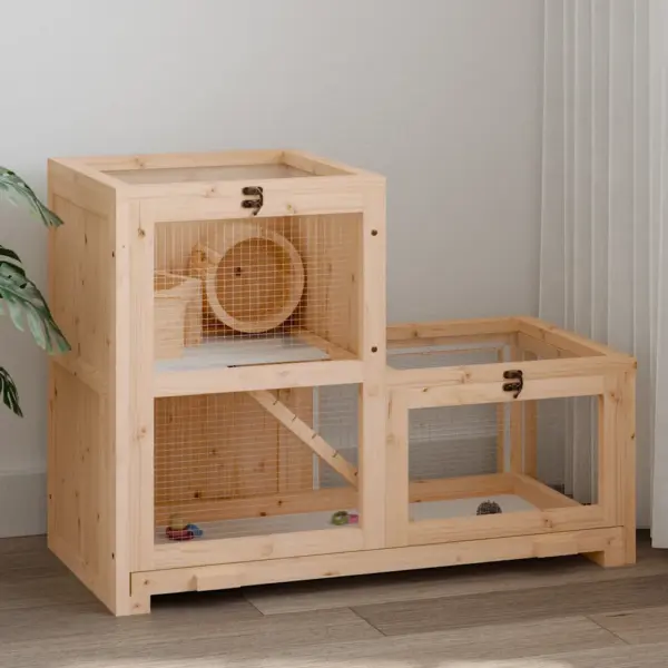 Puidust 2-korruseline hamstripuur jooksurattaga, pruun, 81 x 40 x 60 cm – 2
