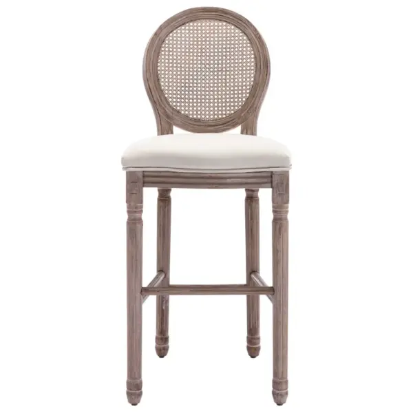 Klassikalised puidust baaritoolid linase kattega, kreemjasvalge, rotangseljatoega, 2 tk, 48 x 52 x 123 cm – 3