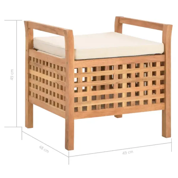 Naturaalset tooni pähklipuidust hoiupink istmepadja ja võrega korpusega, 49 x 48 x 49 cm – 8