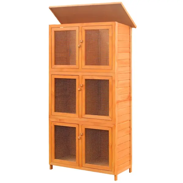 Puidust jänesepuur 6 kambriga, pruun, 102 x 48 x 180 cm – 2