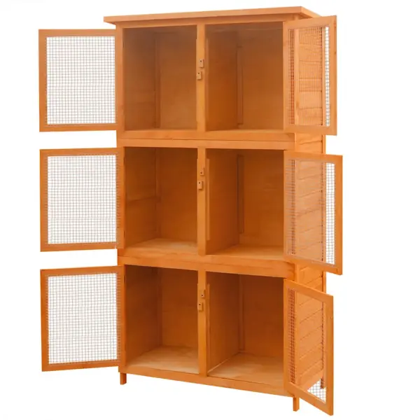Puidust jänesepuur 6 kambriga, pruun, 102 x 48 x 180 cm – 3