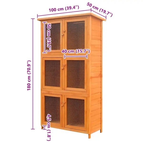 Puidust jänesepuur 6 kambriga, pruun, 102 x 48 x 180 cm – 7