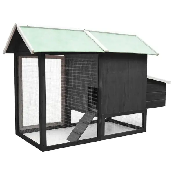 Puidust kanakuut hall-rohelise katusega, 170 x 81 x 110 cm – 4