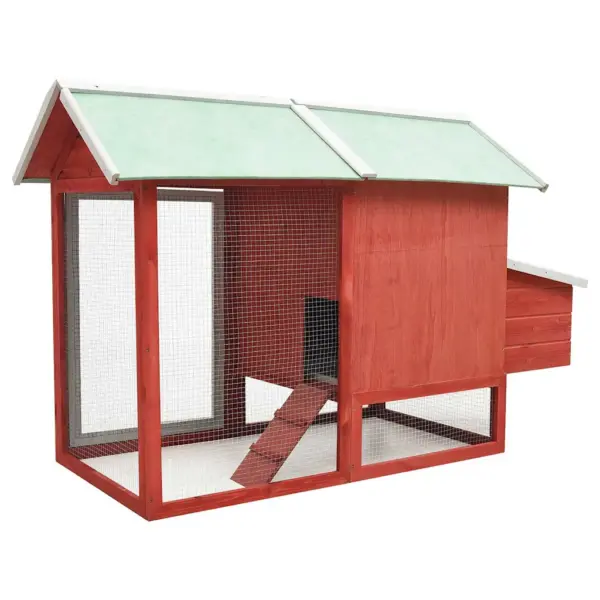 Puidust kanakuut munakastiga, punane-roheline, 170 x 81 x 110 cm – 4
