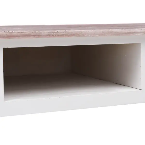 Puidust kirjutuslaud kahe sahtli ja avatud sektsiooniga, pruun-valge, paulownia- ja paplipuit, 110 x 45 x 76 cm – 6
