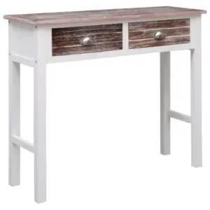 Puidust konsoollaud 2 sahtliga, pruun, 90 x 30 x 77 cm