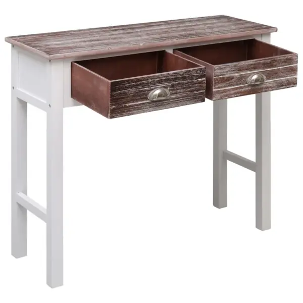 Puidust konsoollaud 2 sahtliga, pruun, 90 x 30 x 77 cm – 3