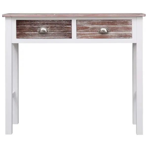 Puidust konsoollaud 2 sahtliga, pruun, 90 x 30 x 77 cm – 4