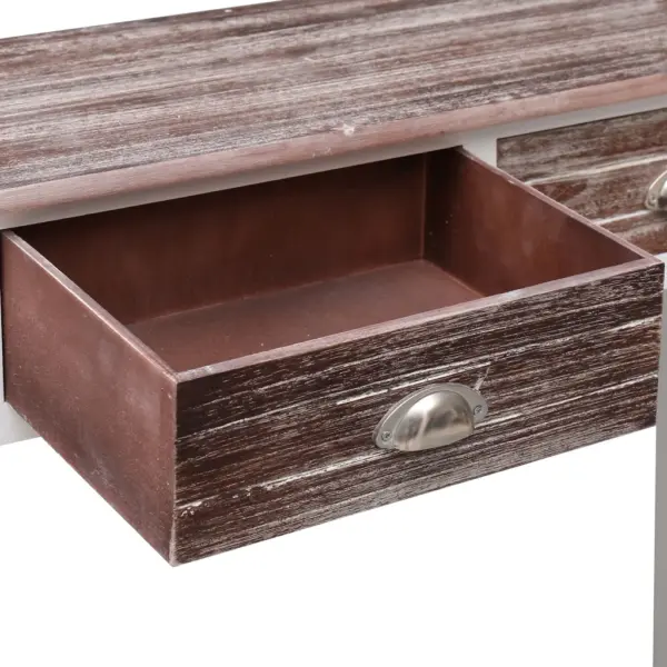 Puidust konsoollaud 2 sahtliga, pruun, 90 x 30 x 77 cm – 6