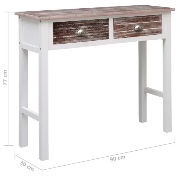 Puidust konsoollaud 2 sahtliga, pruun, 90 x 30 x 77 cm – 8