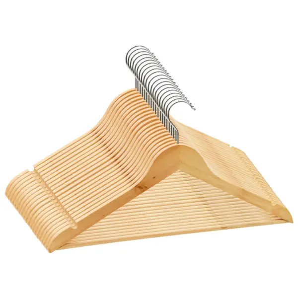 Libisemiskindlad lehtpuidust riidepuud 20 tk, helepruun, 44,5 cm – 2