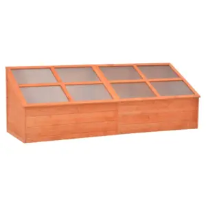 Puidust madal kasvuhoone PC-plaatidega, pruun, 180 x 57 x 62 cm