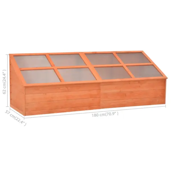 Puidust madal kasvuhoone PC-plaatidega, pruun, 180 x 57 x 62 cm - 6