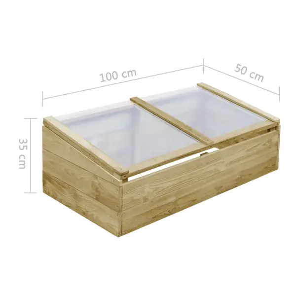 Puidust minikasvuhooned katusega, 2 tk, immutatud männipuit, 100 x 50 x 25/35 cm - 7