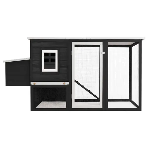 Puidust õuekanakuut munapuuriga, hall-valge, 202 x 75 x 98 cm – 2