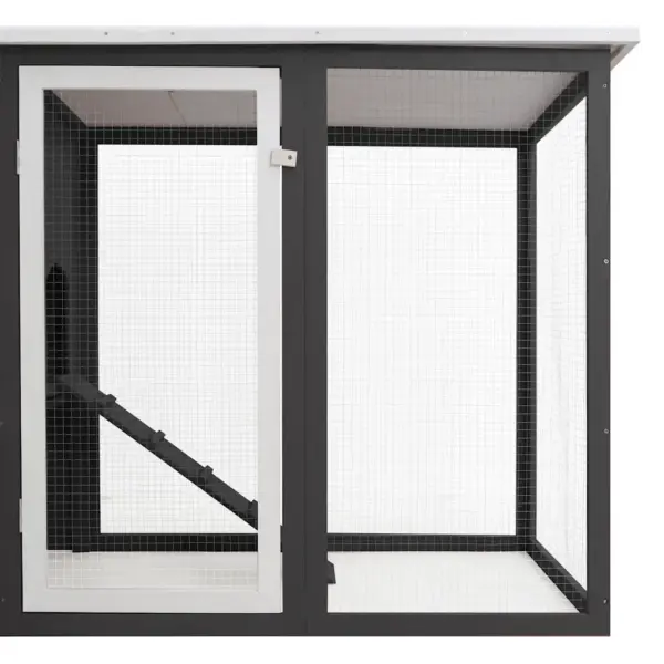 Puidust õuekanakuut munapuuriga, hall-valge, 202 x 75 x 98 cm – 5