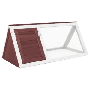 Puidust jänesepuur raudvõrguga, pruun-valge, 98 x 50 x 41 cm