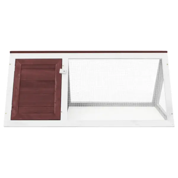 Puidust jänesepuur raudvõrguga, pruun-valge, 98 x 50 x 41 cm – 2