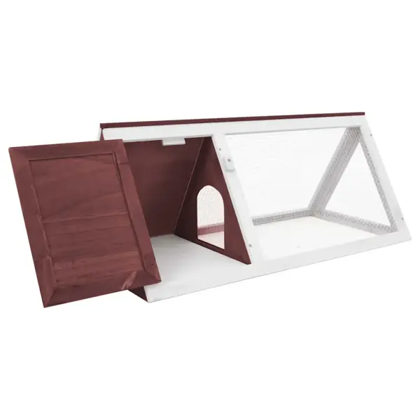 Puidust jänesepuur raudvõrguga, pruun-valge, 98 x 50 x 41 cm – 4
