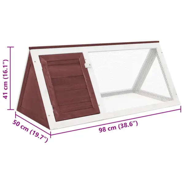 Puidust jänesepuur raudvõrguga, pruun-valge, 98 x 50 x 41 cm – 5