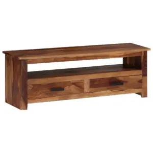 Puidust telerikapp kahe sahtliga, pruun, 118 x 30 x 40 cm