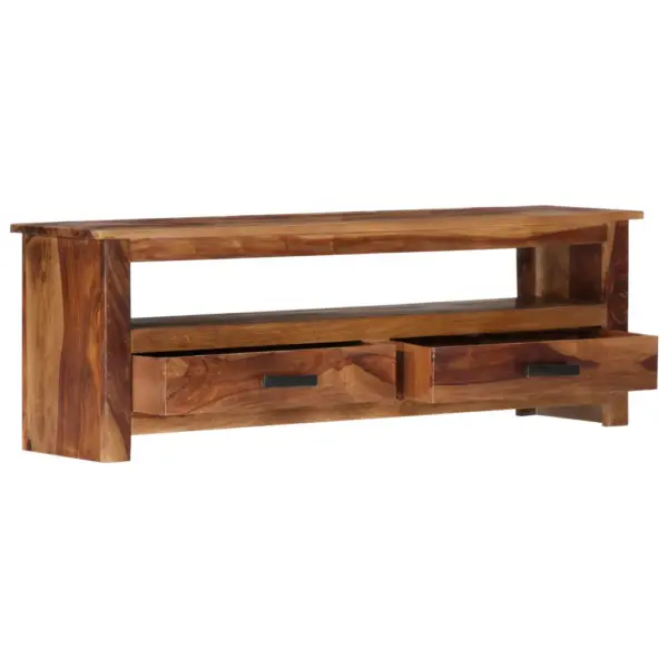 Puidust telerikapp kahe sahtliga, pruun, 118 x 30 x 40 cm – 2