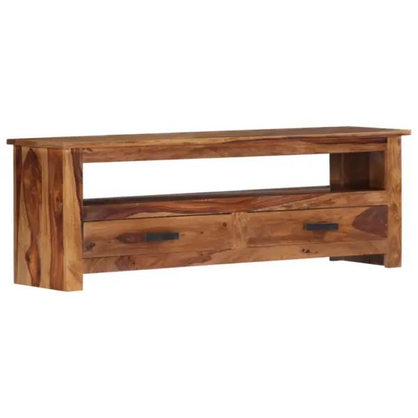 Puidust telerikapp kahe sahtliga, pruun, 118 x 30 x 40 cm – 12