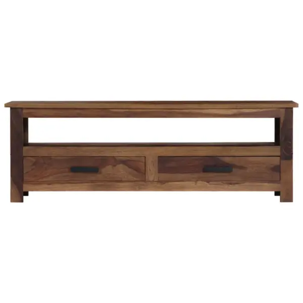 Puidust telerikapp kahe sahtliga, pruun, 118 x 30 x 40 cm – 3